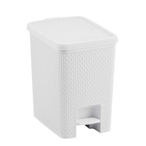 LIXEIRA RETANGULAR C/PEDAL NATURALLE RATTAN 14,0 L BRANCA