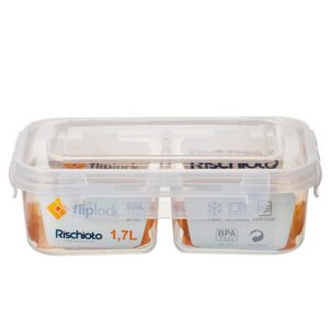 POTE RETANGULAR C/DIVISÓRIA FLIPLOCK 1,7 L
