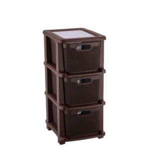 GAVETEIRO DE CHÃO C/ 3 GAVETAS NATURALLE RATTAN 15,0 L TABACO