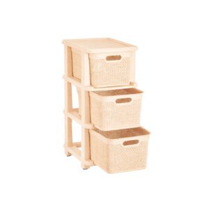 GAVETEIRO DE CHÃO C/ 3 GAVETAS NATURALLE RATTAN 15,0 L AREIA