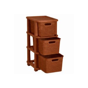 GAVETEIRO DE CHÃO C/ 3 GAVETAS NATURALLE RATTAN 15,0 L TABACO