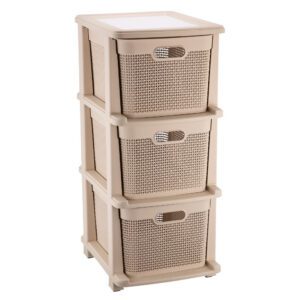 GAVETEIRO DE CHÃO C/ 3 GAVETAS NATURALLE RATTAN 25,0 L AREIA