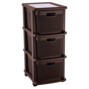GAVETEIRO DE CHÃO C/ 3 GAVETAS NATURALLE RATTAN 25,0 L TABACO