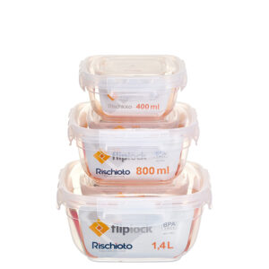 POTE QUADRADO FLIPLOCK P.M.G 400/800/1.400 ml