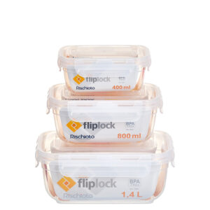 POTE RETANGULAR FLIPLOCK P.M.G 400/800/1.400 ml