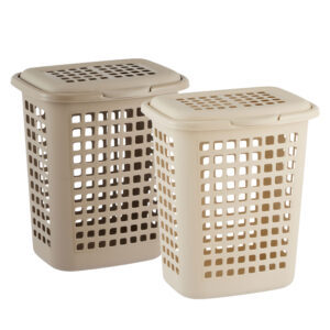 CESTO TELADO RETANGULAR LAVANNA C/TAMPA 30,0 L BEGE CLARO/CAPPUCCINO