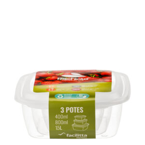 POTE QUADRADO FACILITTA P.M.G. 400 ml / 800 ml / 1,5 L