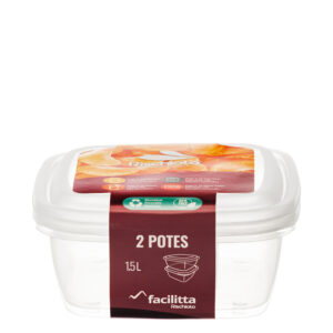 POTE QUADRADO GRANDE FACILITTA 2 PEÇAS 1,5 L