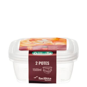 POTE QUADRADO FACILITTA GRANDE 2 PEÇAS 1500 ml