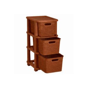 GAVETEIRO DE CHÃO C/ 3 GAVETAS NATURALLE RATTAN 25,0 L TABACO